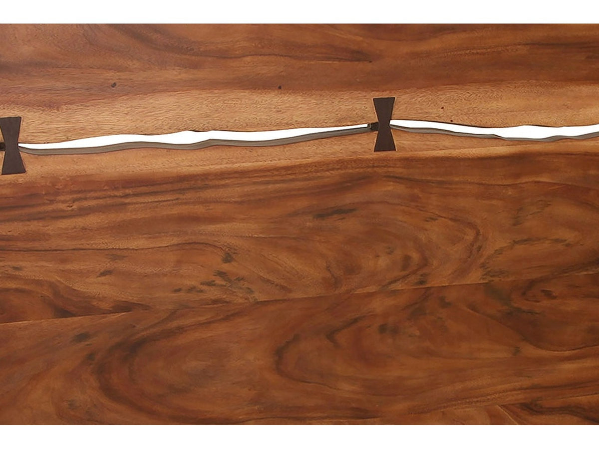 Fabriano Smokey Walnut Live-Edge-Style Bedroom Set: Detail: headboard keys