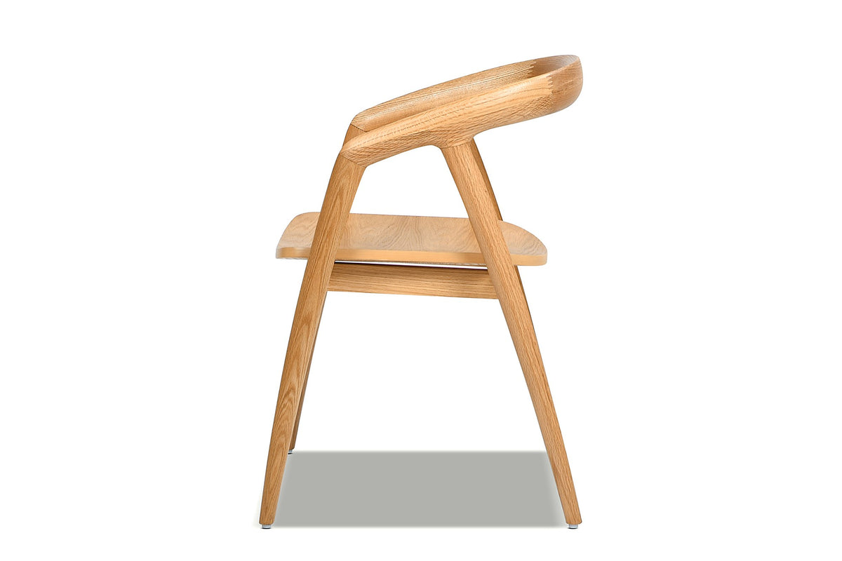Filadelfia Sculpted Oak Wood Dining Arm Chair, side view
