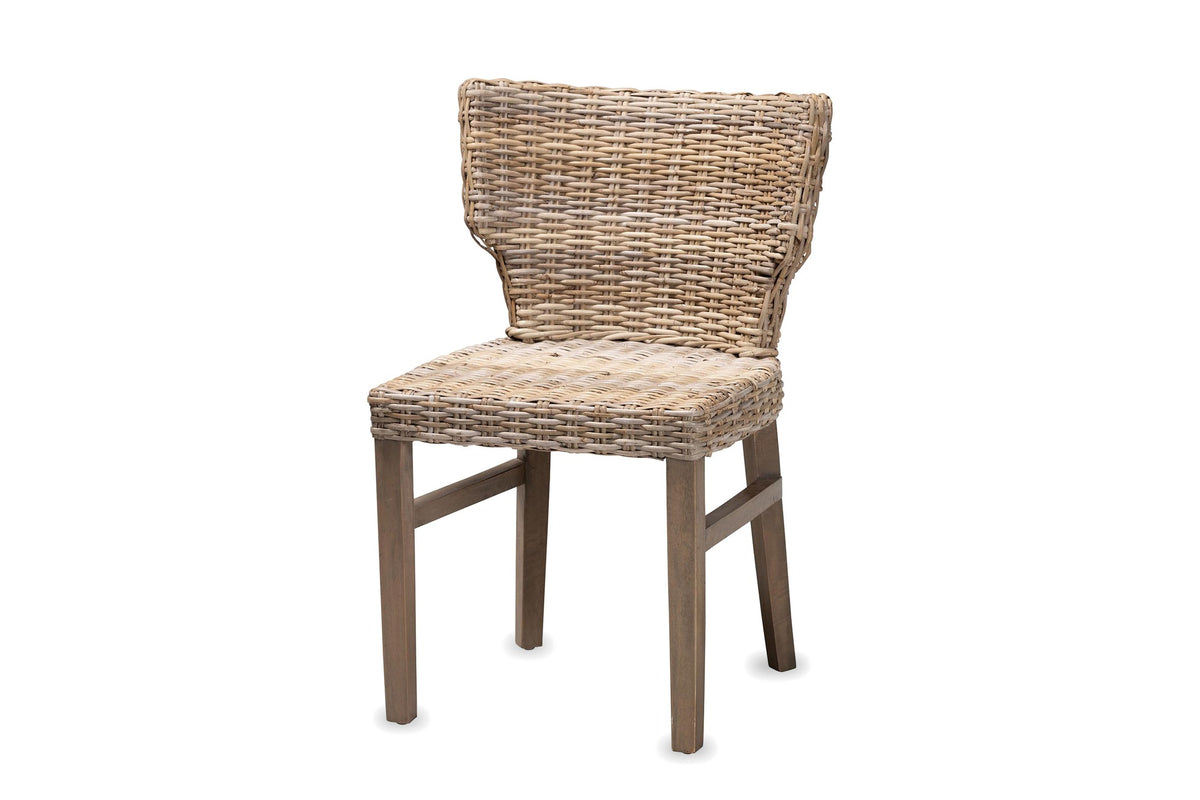 Frascineto Wingback Grey Rattan Dining Chair on a white background