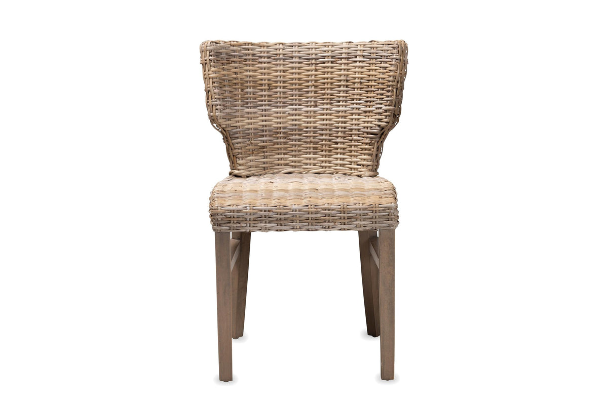 Frascineto Wingback Grey Rattan Dining Chair, front view