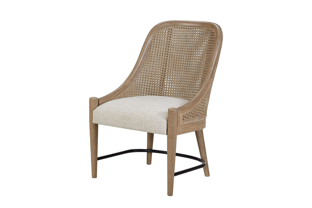 Gioiosa Cane-Back Upholstered Wood Dining Chair (Set of 2) on a white background