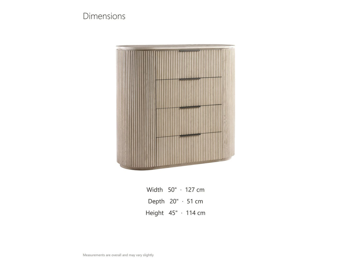 Gradisca 50-Inch Light Oak 4-Drawer Chest dimensions: 50.0 in wide, 20.0 in deep, 45.0 in high