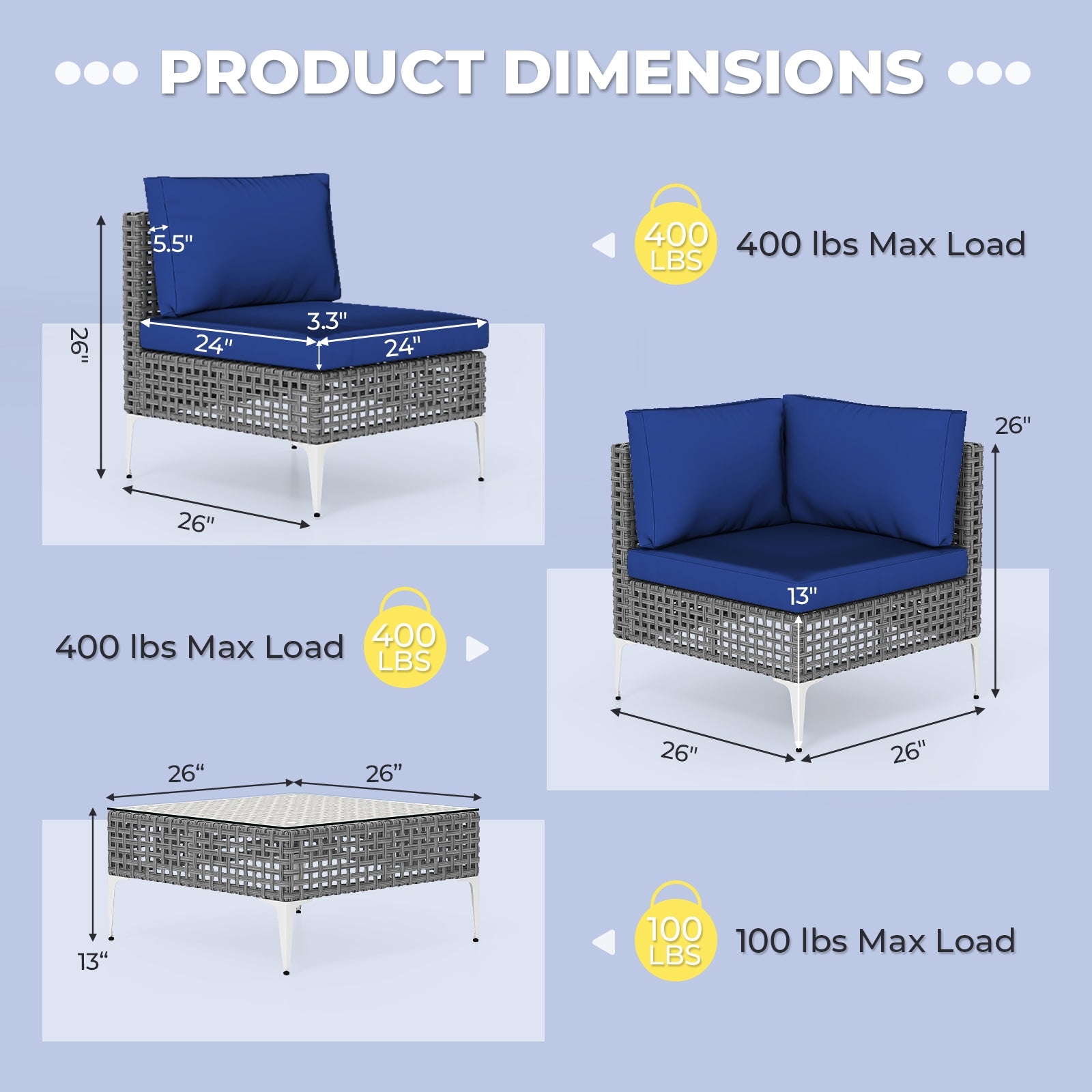 7 Piece Outdoor Furniture Set Wicker Chairs with Tempered Glass Coffee Table