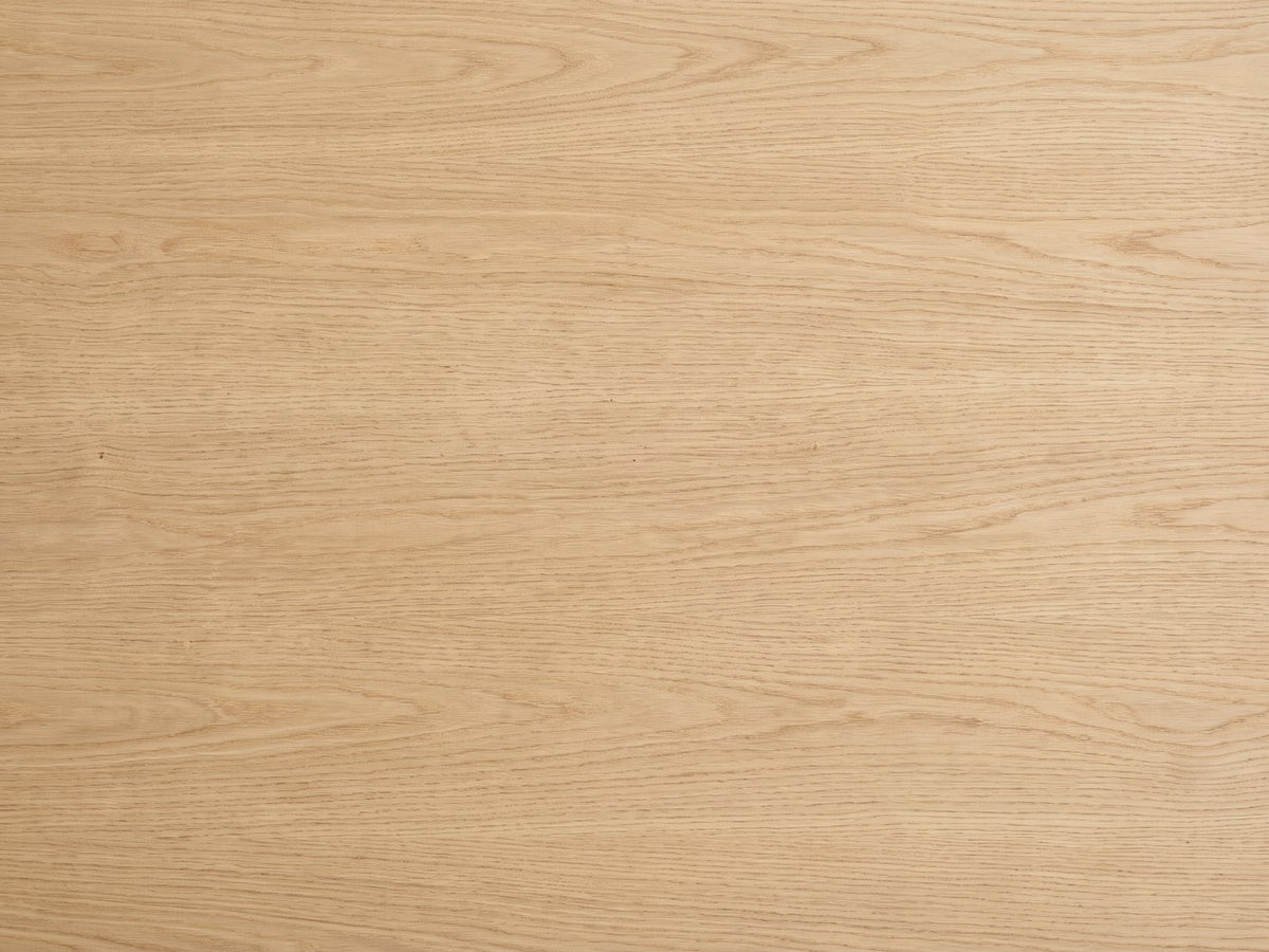 Close-up of the Ischia Natural Wood Veneer Stacking Coffee Table: the open-pore natural wood veneer grain of a slab top