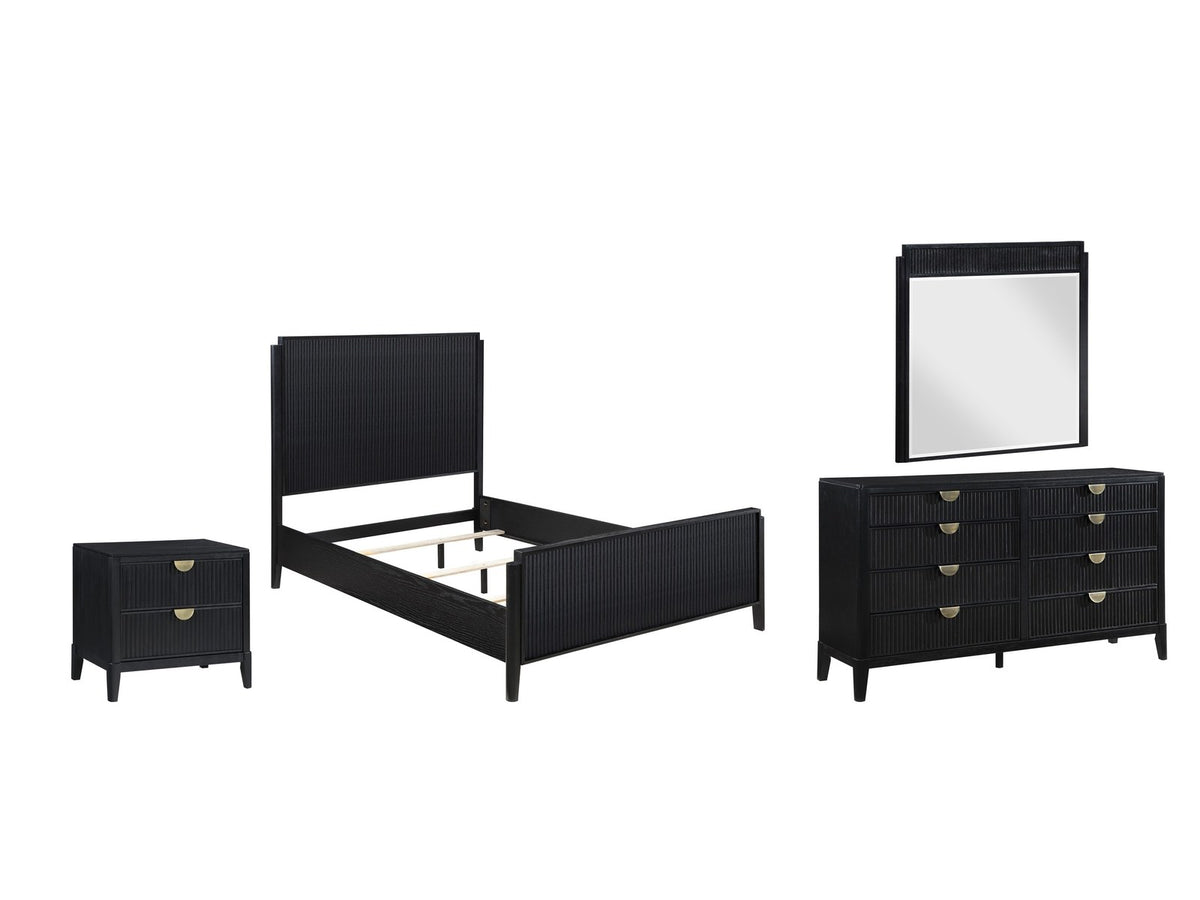 Jesi Black Fluted Oak Bedroom Set: What's included