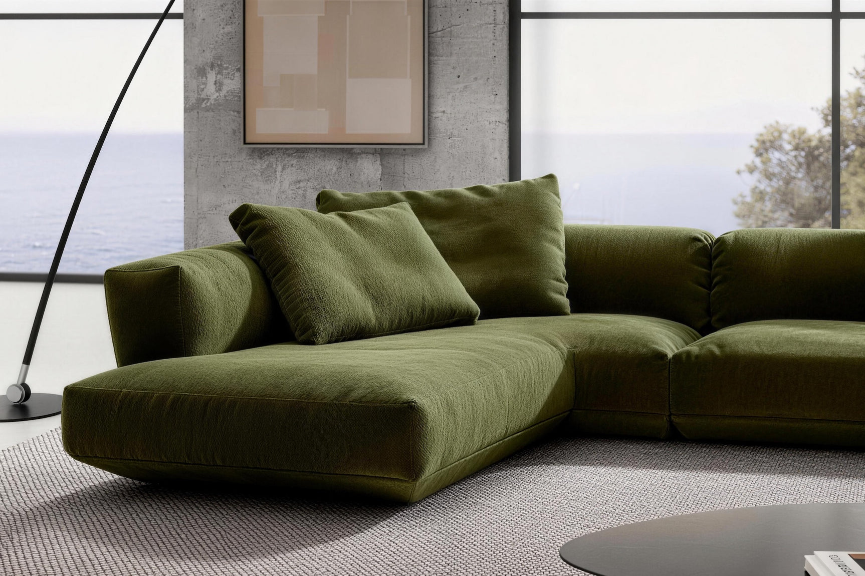 Levi Velvet Fabric Chaise Sectional Sofa