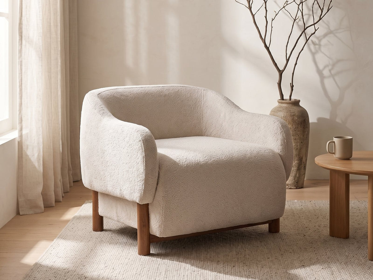 Lido Curved Shell Lounge Chair in a sunlit room