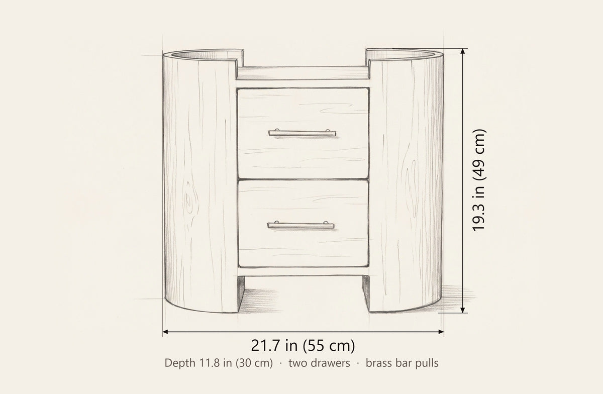 Macomer nightstand dimensions: 21.7 in wide, 19.3 in high, 11.8 in deep