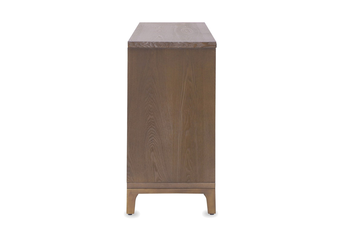 Marcellinara 59-Inch 4-Door Woven-Front Brown Sideboard, side view