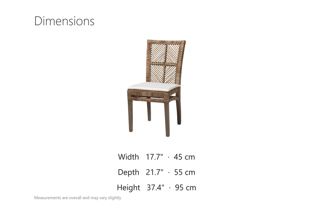 Mendicino Tall-Back Rattan and Mahogany Dining Chair dimensions