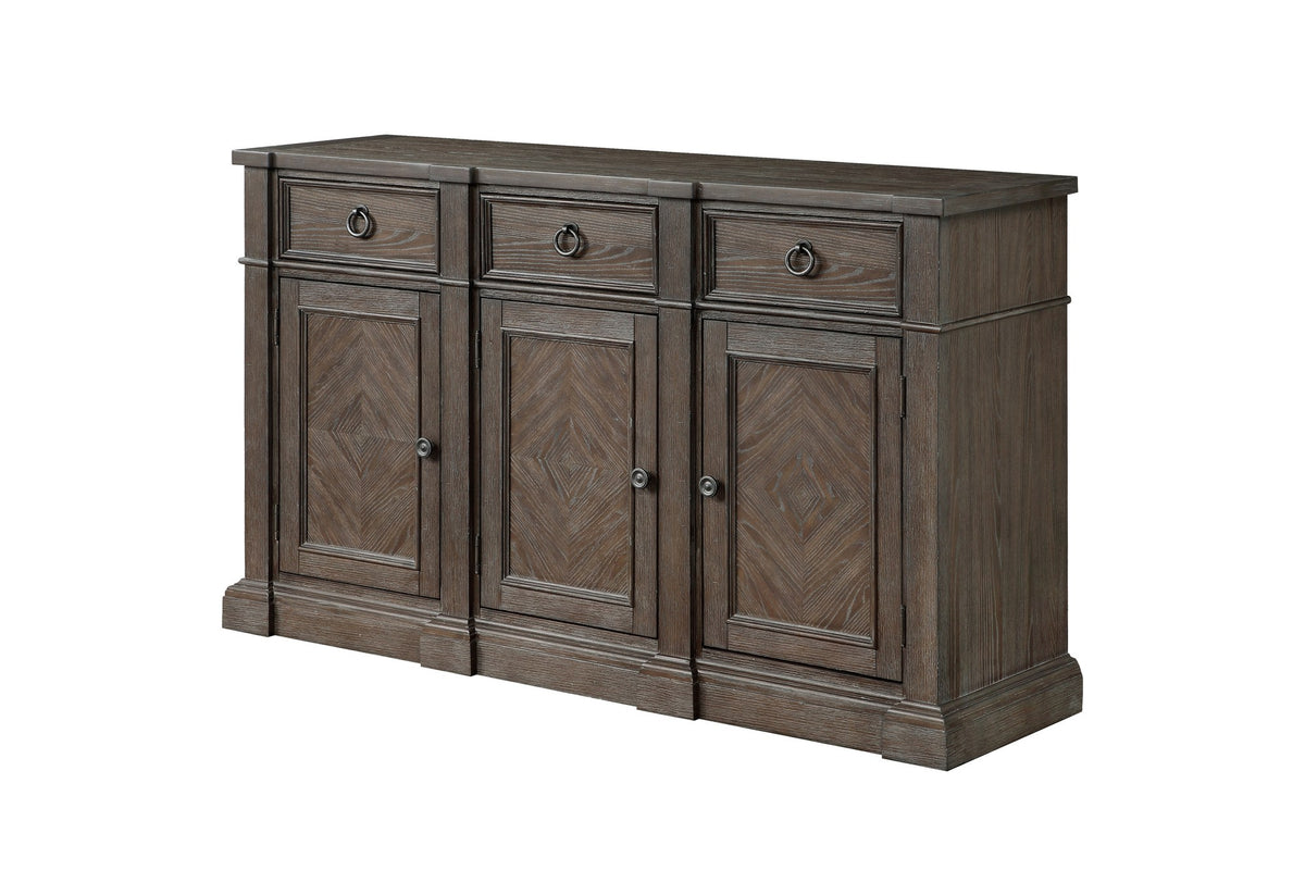 Miglierina 67-Inch 3-Drawer 3-Door Ash Veneer Breakfront Sideboard, side view