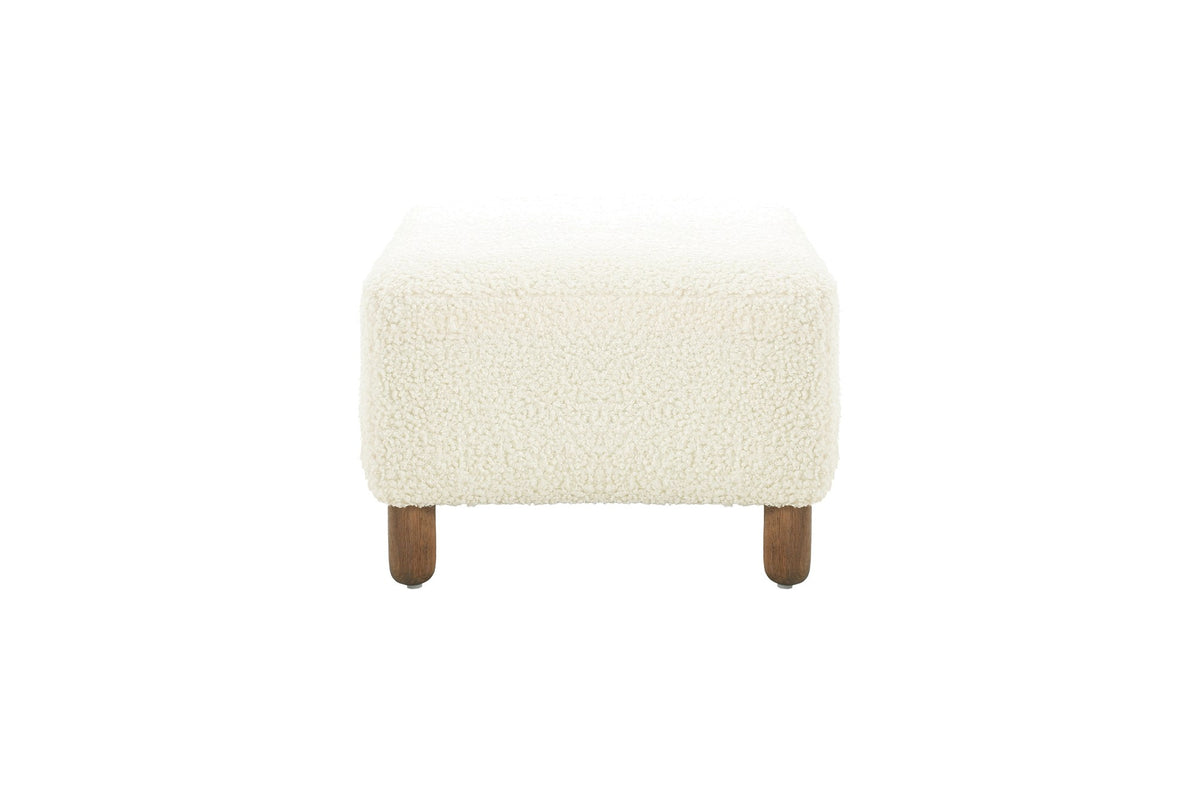 Montalto 60-Inch Ivory Sherpa Upholstered Bench Ottoman, side view