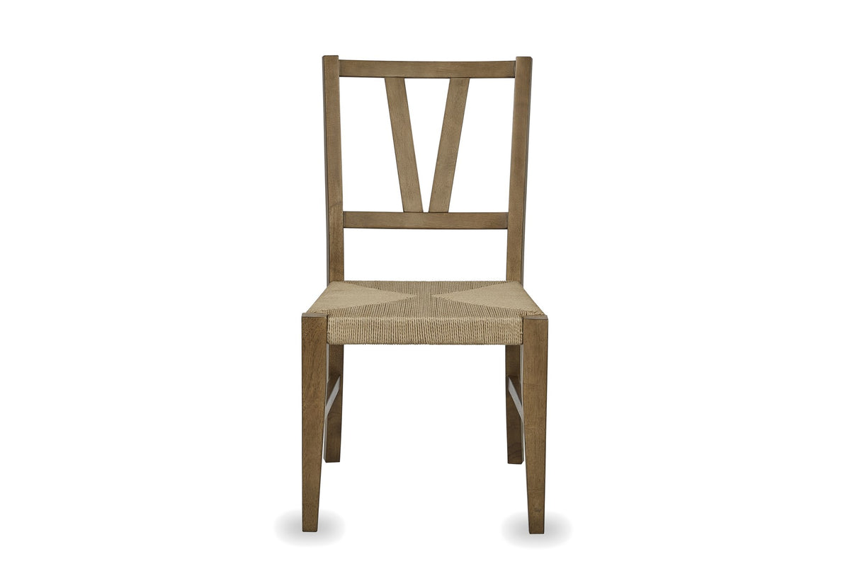 Montepaone V-Back Woven Cord Dining Chair (Set of 2), front view