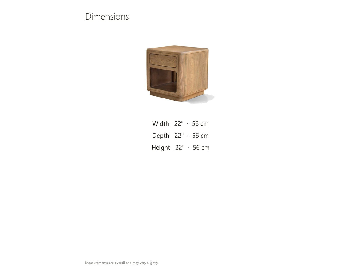 Monticchiello Driftwood Oak Veneer Cube Side Table dimensions: 22.0 in wide, 22.0 in deep, 22.0 in high