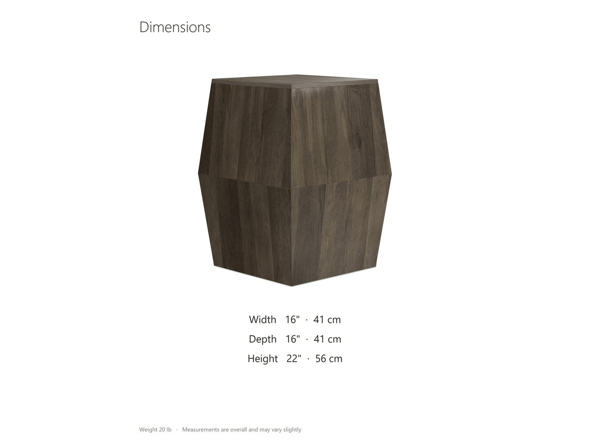 Nicotera Ash Grey Mango Faceted Side Table dimensions: 16.0 in wide, 16.0 in deep, 22.0 in high