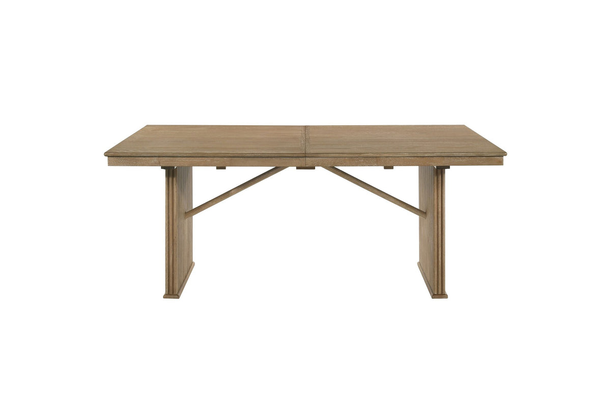 Olivadi 72-90-Inch Rectangular Extending Oak Veneer Dining Table, front view