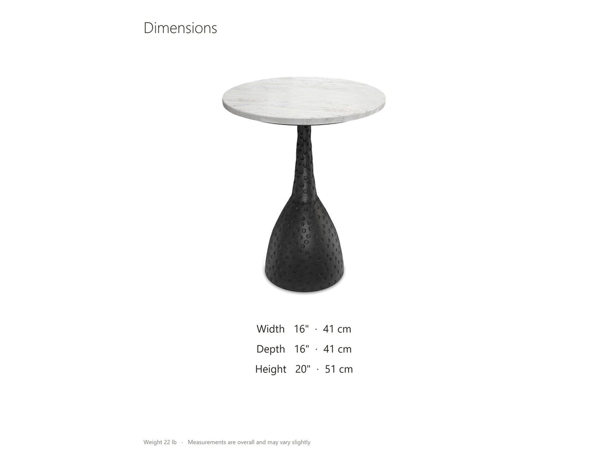 Orsara White Marble Pedestal Side Table dimensions: 16.0 in wide, 16.0 in deep, 20.0 in high