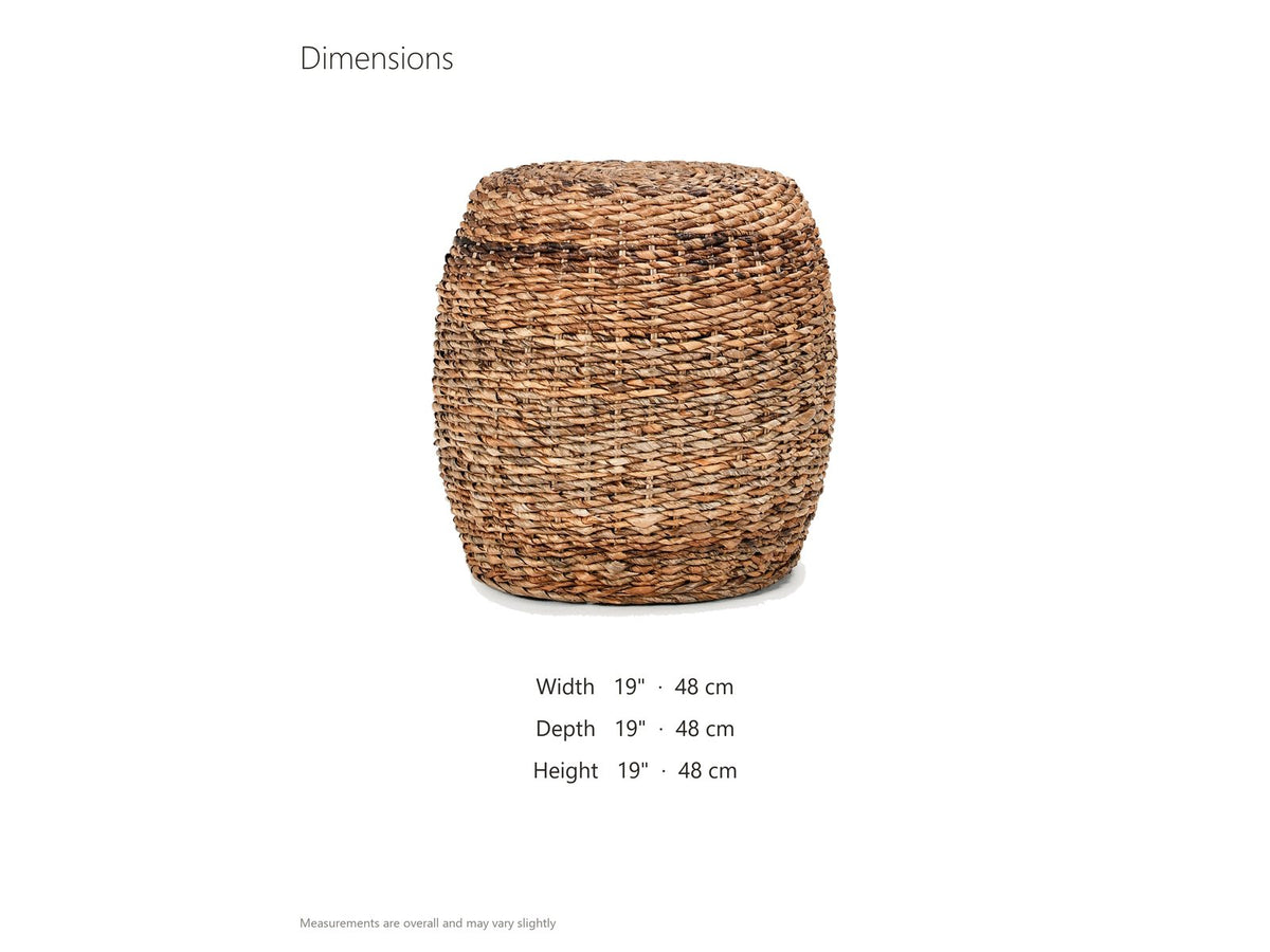 Parabita Woven Natural Fiber Barrel Side Table dimensions: 19.0 in wide, 19.0 in deep, 19.0 in high