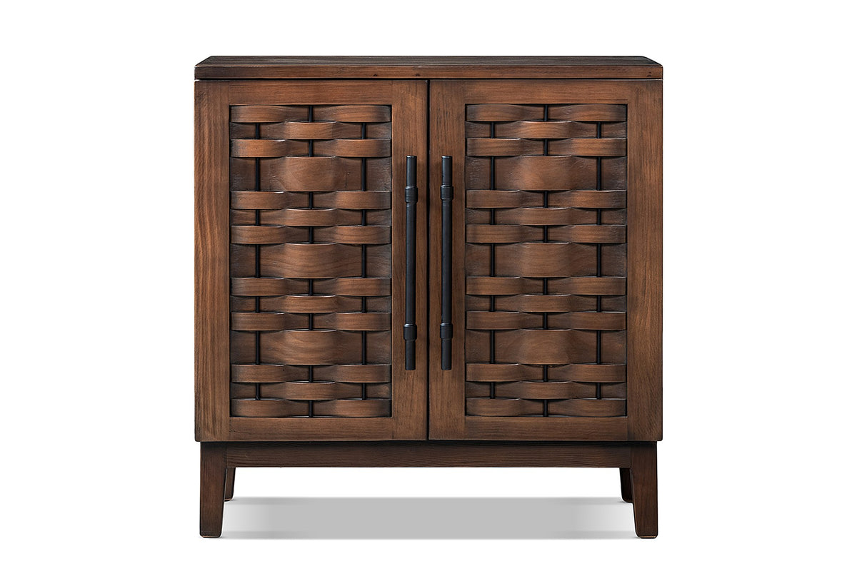 Pedace 35-Inch 2-Door Reclaimed Pine Woven-Front Cabinet, front view