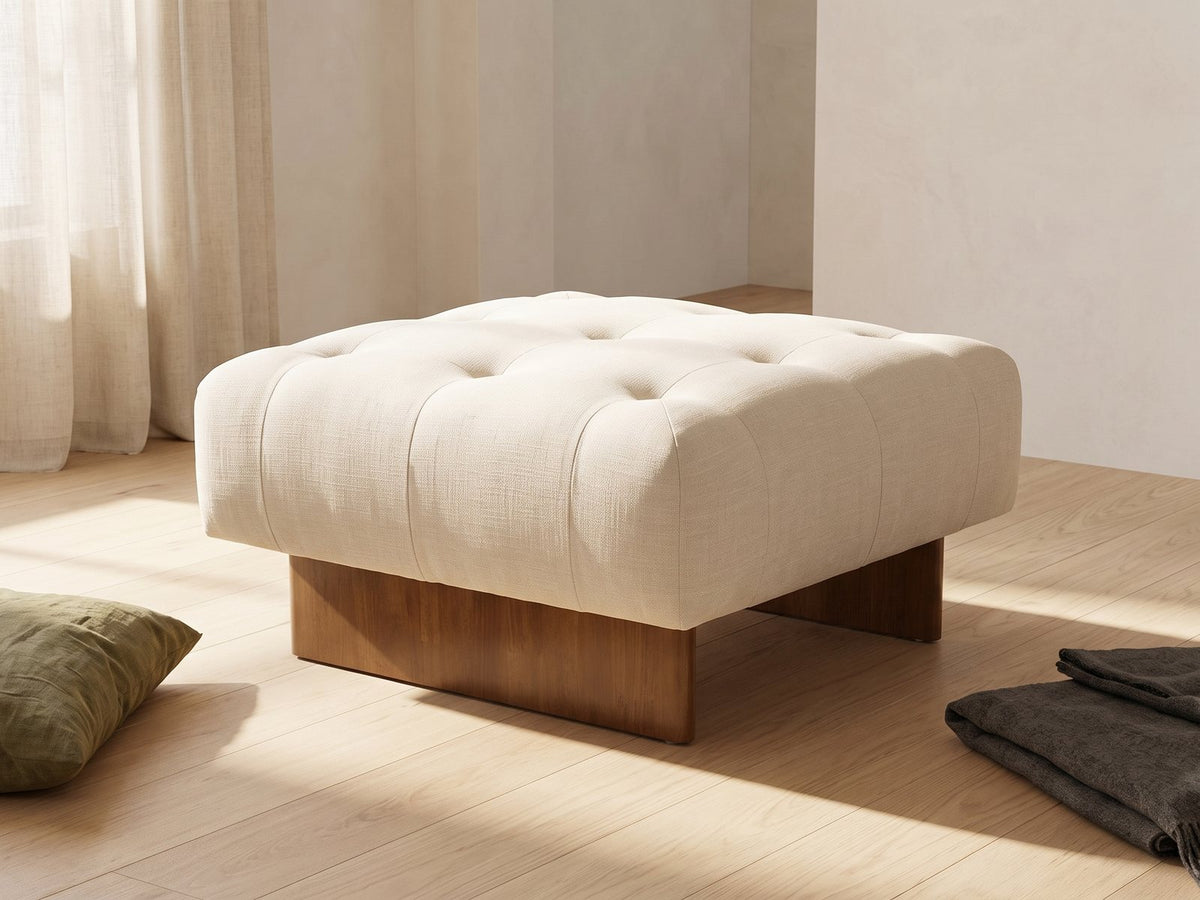 The Pienza ottoman styled in a room setting