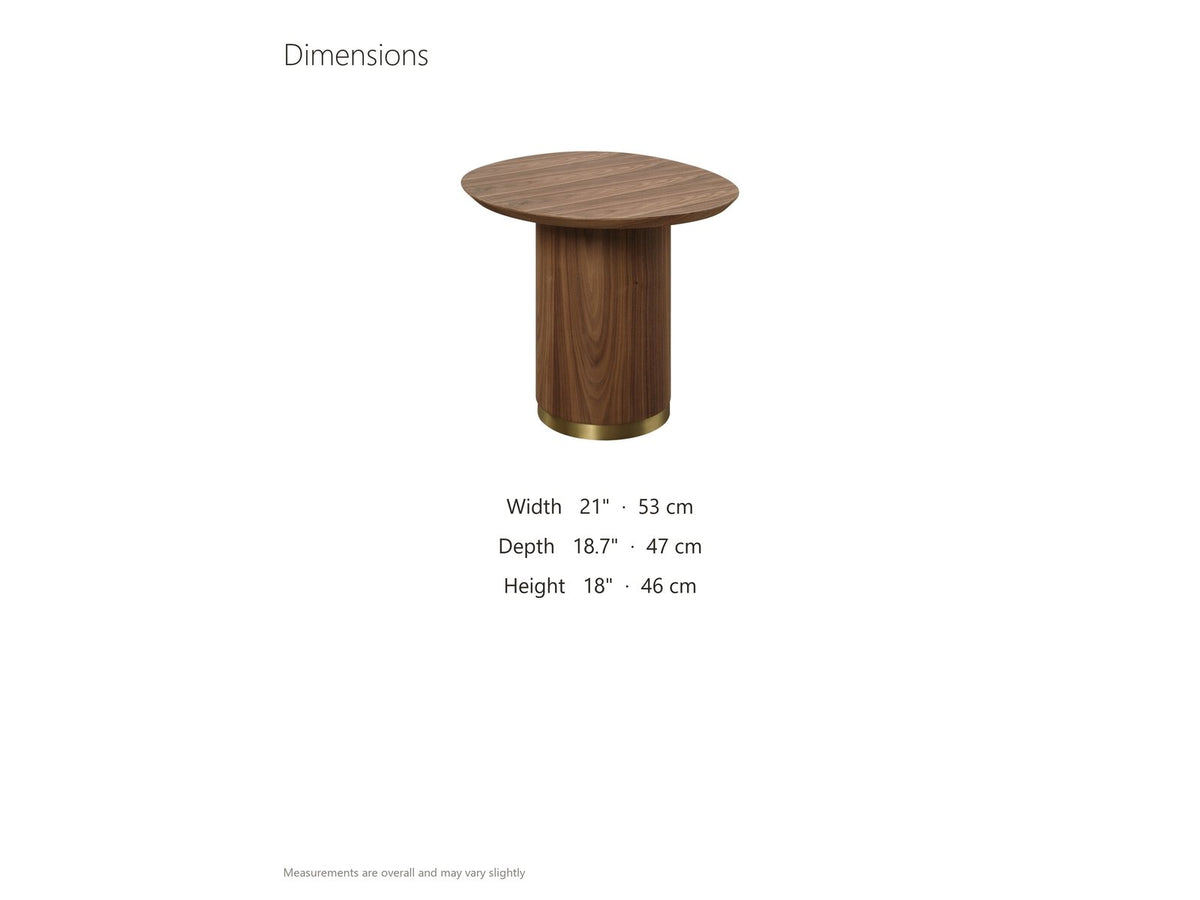 Pietrapertosa Walnut Pedestal Side Table dimensions: 21.0 in wide, 18.7 in deep, 18.0 in high