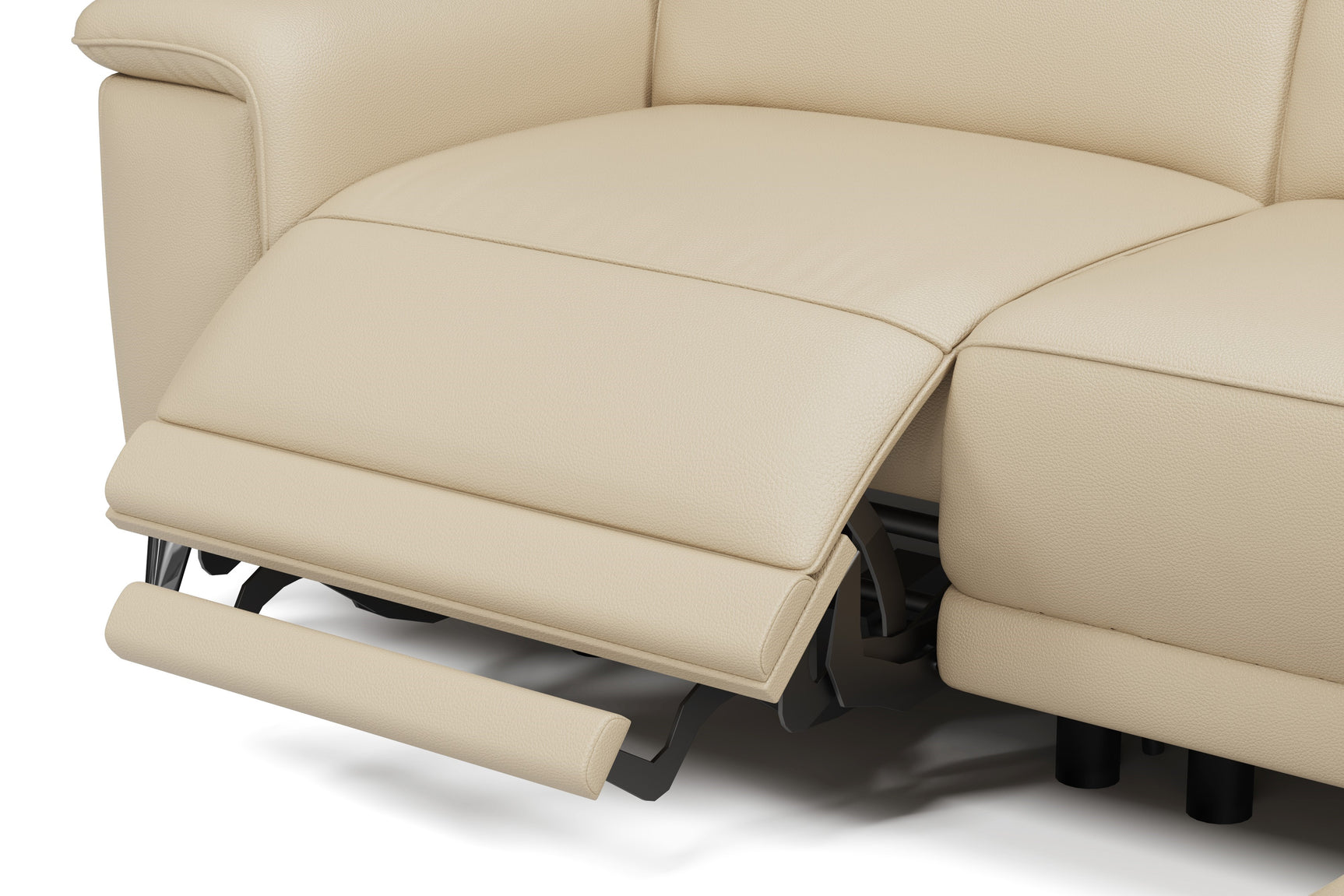 Valencia Pista Modern Top Grain Leather Reclining Sectional Sofa with Right-Hand Facing Chaise, Beige Detailed drawing