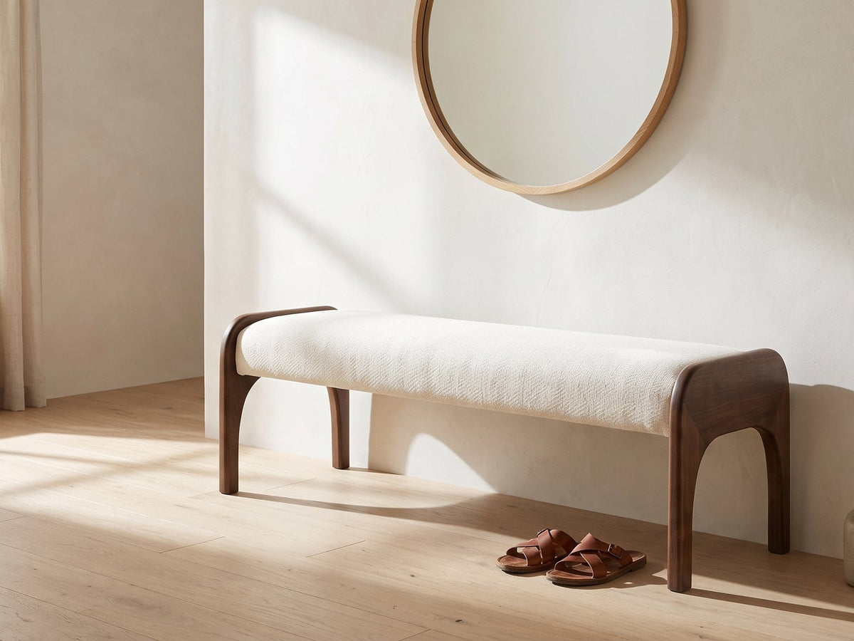The Positano bench styled in a room setting