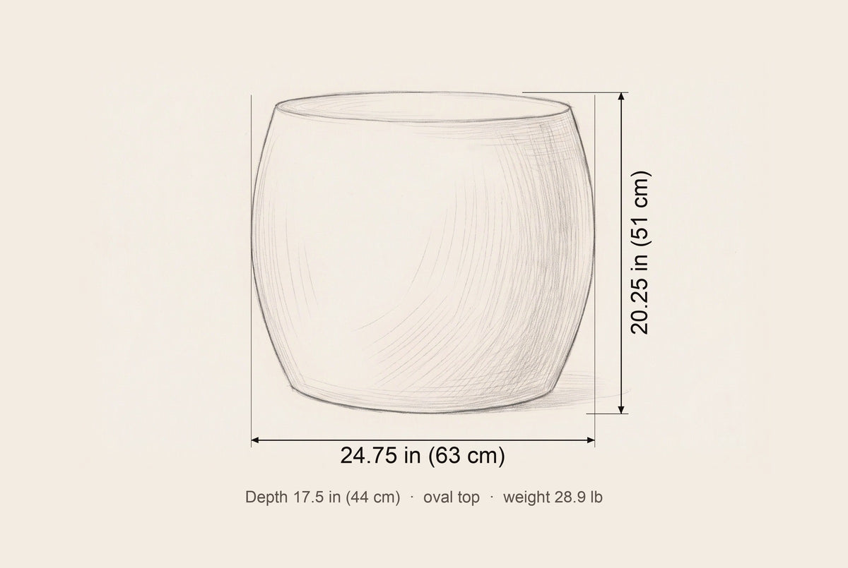 Racalmuto side table dimensions: 24.75 in wide, 20.25 in high, 17.5 in deep