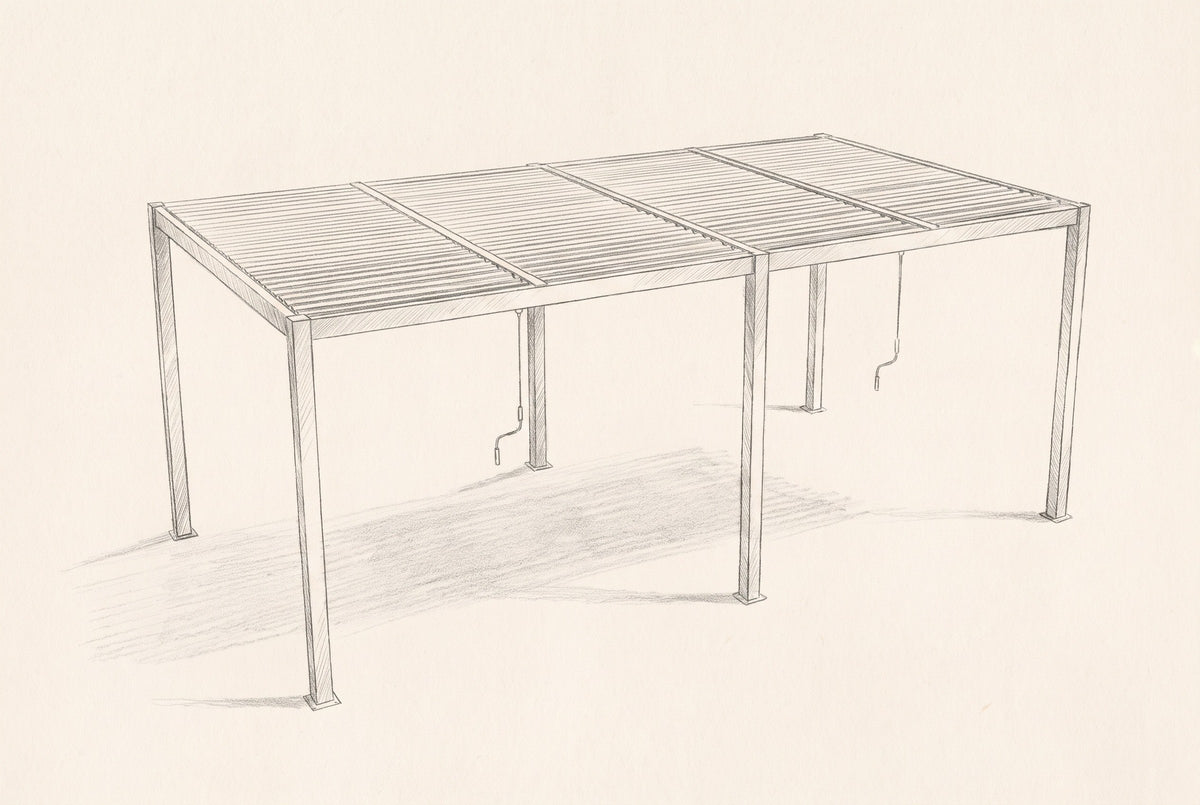 Pencil sketch of the Regalbuto louvered pergola