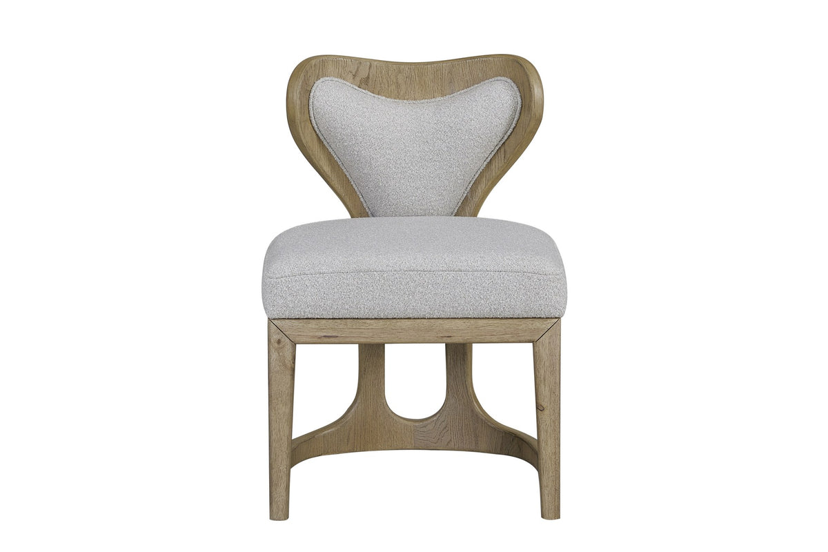 Roccella Sculpted Oak Boucle Dining Chair (Set of 2), front view