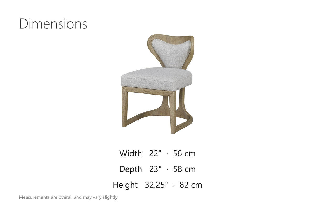 Roccella Sculpted Oak Boucle Dining Chair (Set of 2) dimensions