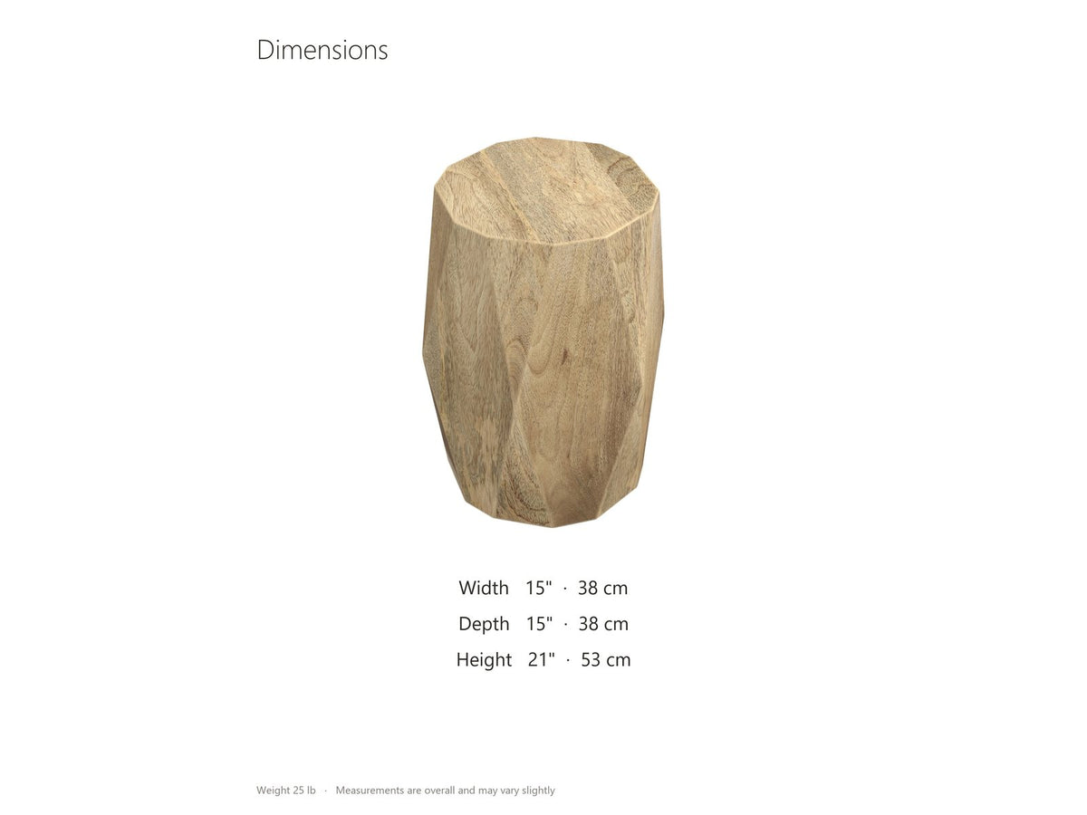 Rotondella Faceted Mango Drum Side Table dimensions: 15.0 in wide, 15.0 in deep, 21.0 in high