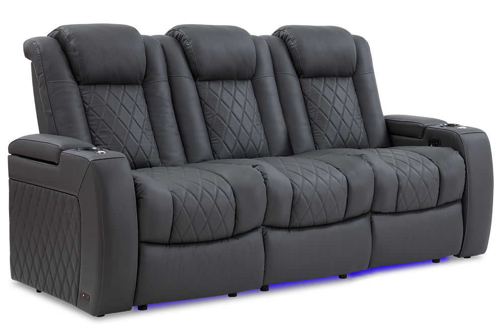 Valencia Tuscany Leather Home Theater Seating Set of 3, Charcoal Grey