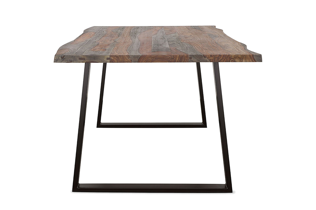 Satriano 80-Inch Live-Edge Rectangular Solid Sheesham Dining Table, side view