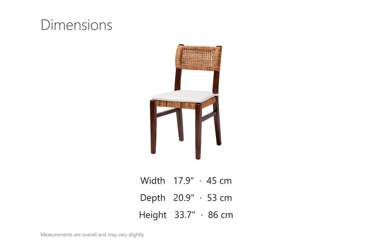 Scalea Rattan and Mahogany Dining Chair dimensions