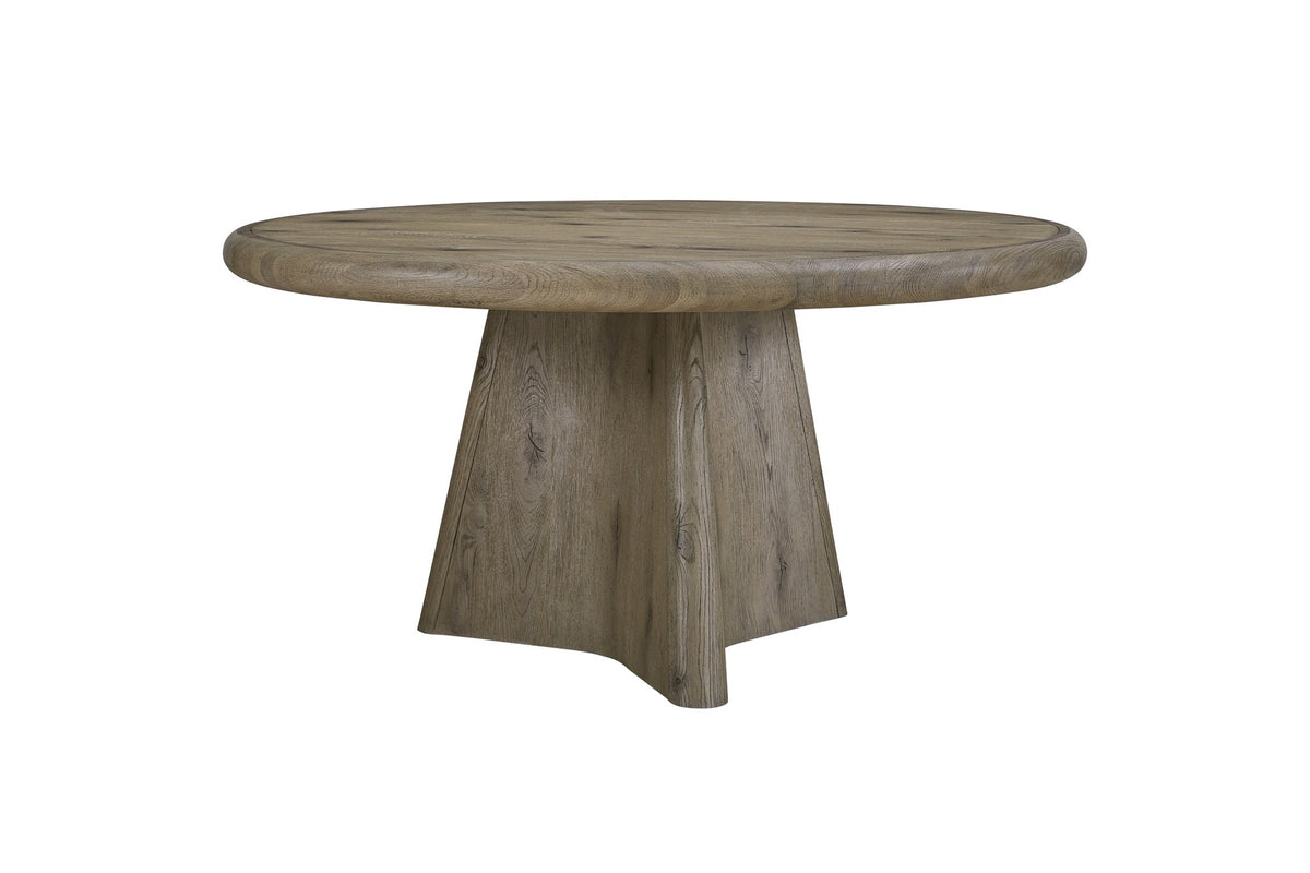 Scigliano 60-Inch Round Knotty Oak Veneer Pedestal Dining Table, front view