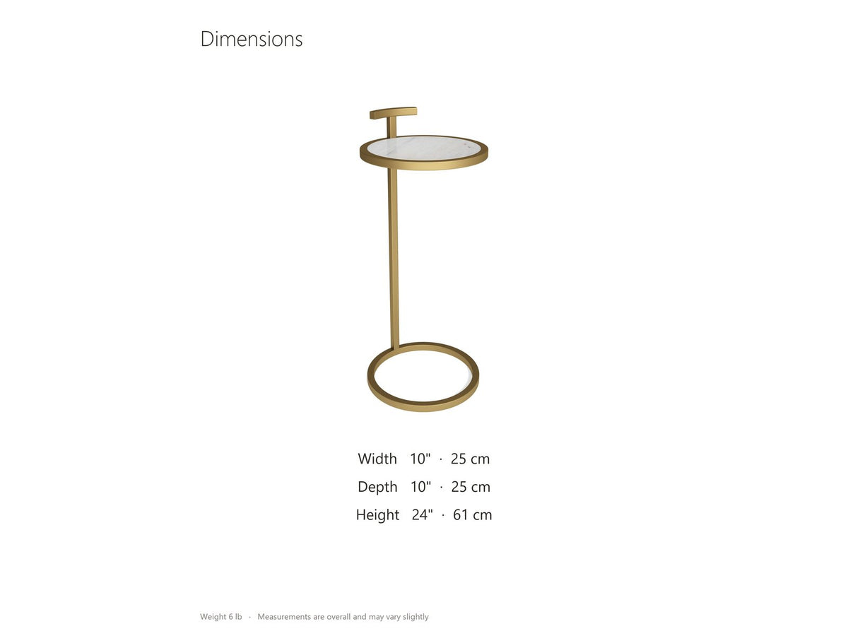 Soleto White Marble Ring-Base Side Table dimensions: 10.0 in wide, 10.0 in deep, 24.0 in high