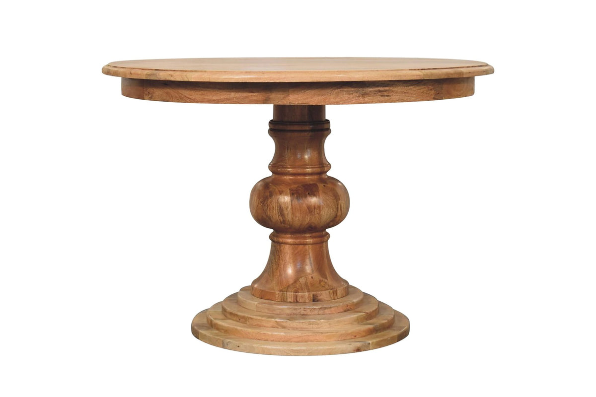 Spezzano 43-Inch Round Solid Mango Pedestal Dining Table, front view