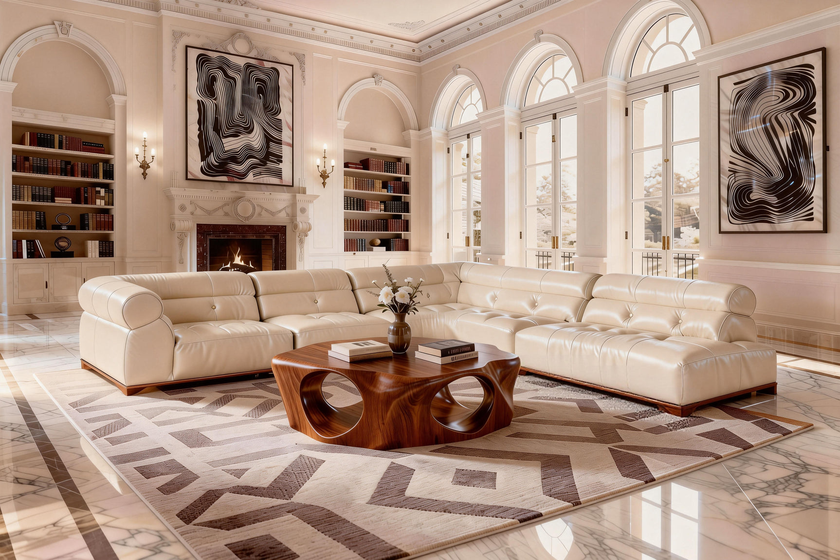 Tazio Leather Corner Sectional Sofa