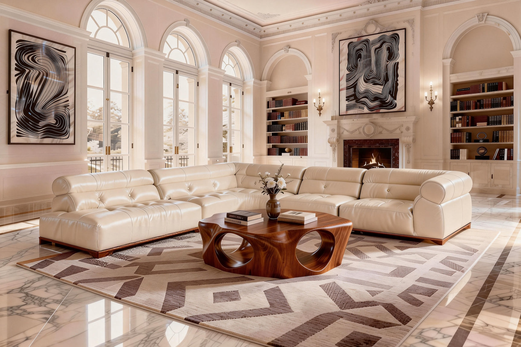 Tazio Leather Corner Sectional Sofa