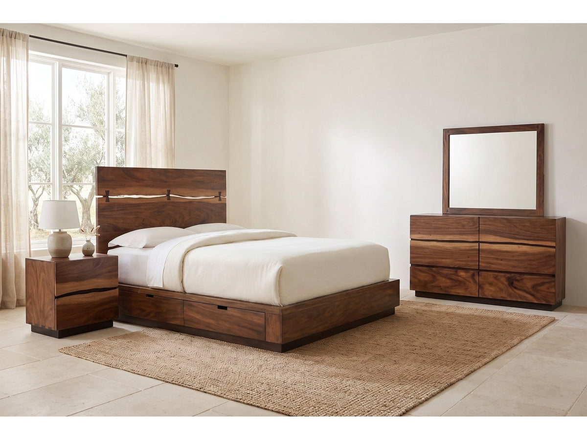 Treia Smokey Walnut Storage Bedroom Set: the whole set