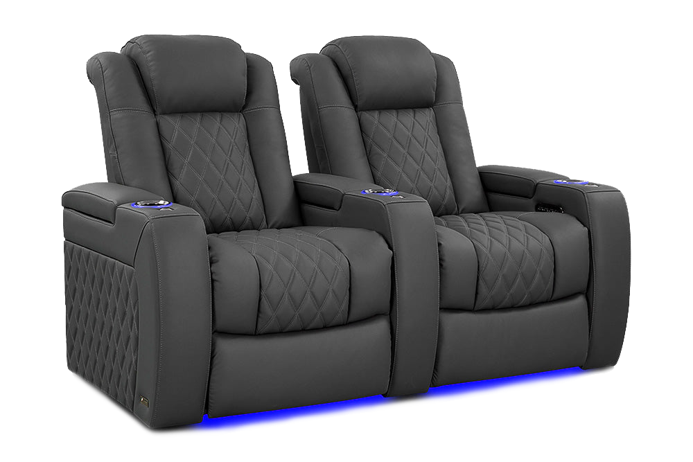 Valencia 2025 New Tuscany Luxury Leather Home Theater Seating Row of 2, Graphite