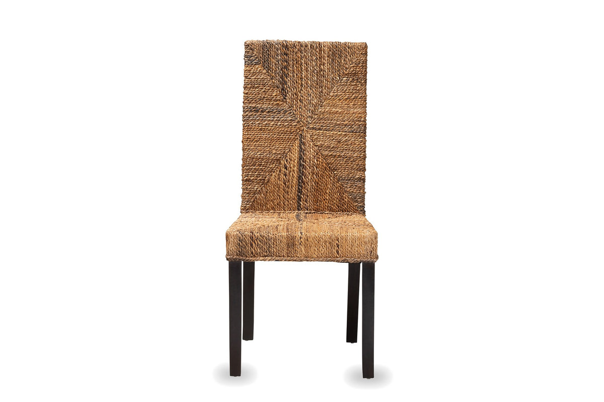 Zambrone Woven Natural Fiber Parsons Dining Chair, front view