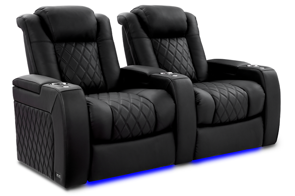 Valencia Tuscany XL Ultimate Luxury Leather Home Theater Seating Row of 2, Onyx
