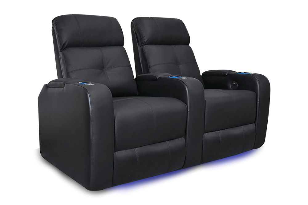 Valencia Verona Leather Home Theater Seating Row of 2, Black