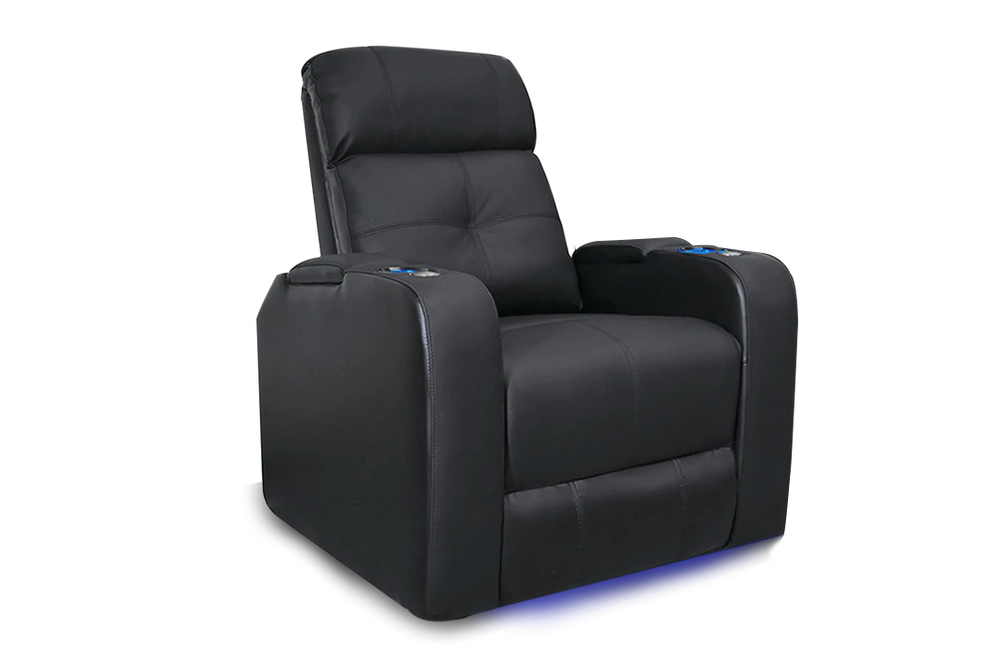 Valencia Verona Single Leather Home Theater Seating Power Headrest, Black