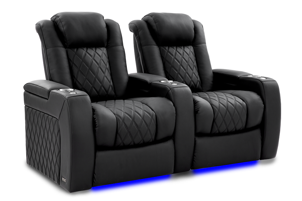 Valencia 2025 New Tuscany Ultimate Luxury Leather Home Theater Seating Row of 2, Onyx