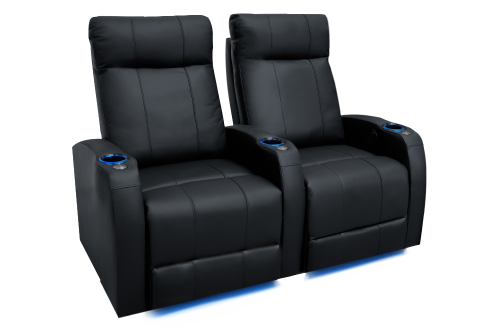 Valencia Syracuse Leather Home Theater Seating Row of 2, Black