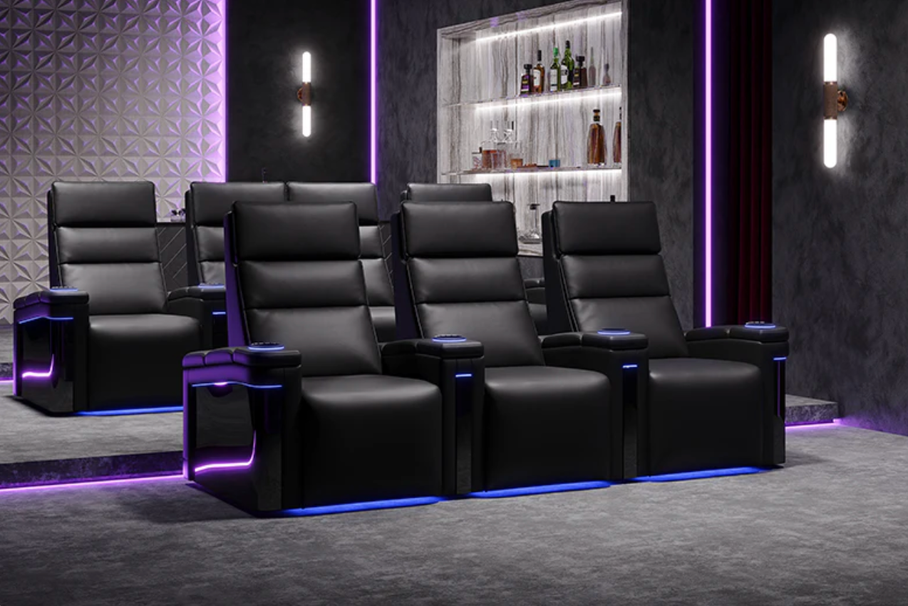 black home theater seating