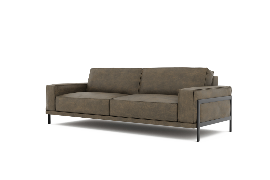 Valencia Chiara Leather Sofa with Steel Frame, Russett Brown